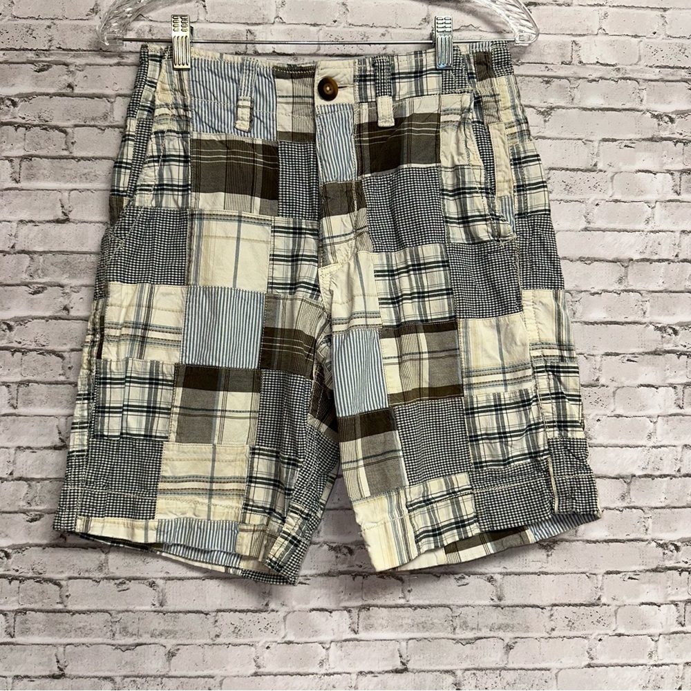 American Eagle Outfitters Mens 26 Shorts Plaid Prep Fit Patchwork Madras Y2K